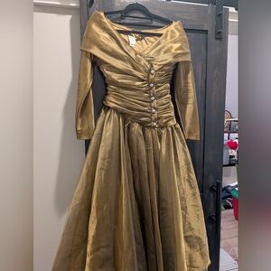 Watters Gold Long Sleeve Dress